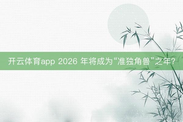 开云体育app 2026 年将成为“准独角兽”之年?