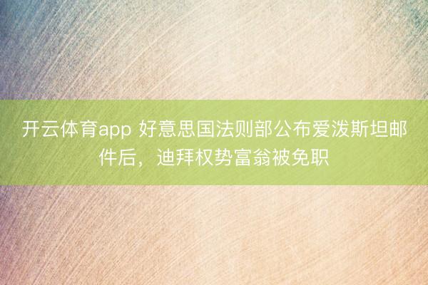 开云体育app 好意思国法则部公布爱泼斯坦邮件后，迪拜权势富翁被免职