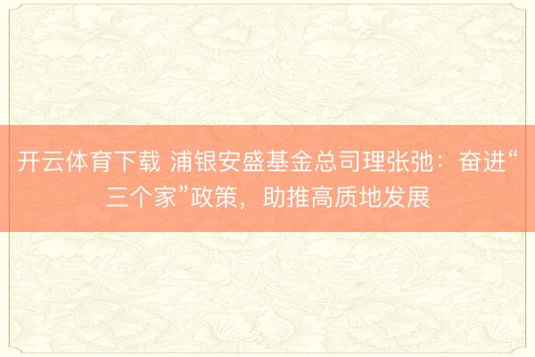 开云体育下载 浦银安盛基金总司理张弛：奋进“三个家”政策，助推高质地发展
