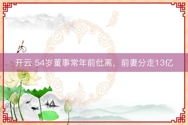 开云 54岁董事常年前仳离,前妻分走13亿