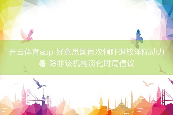 开云体育app 好意思国再次恫吓退放洋际动力署 除非该机构淡化时局倡议
