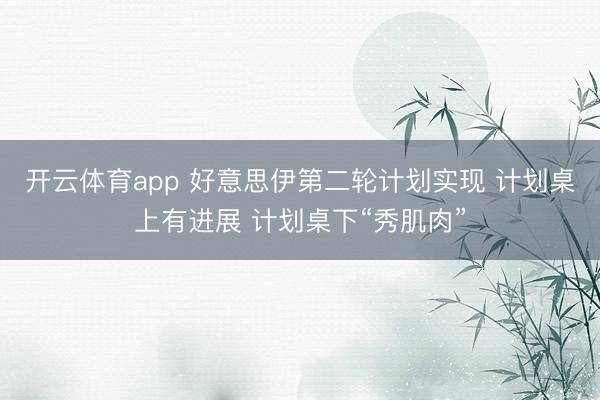 开云体育app 好意思伊第二轮计划实现 计划桌上有进展 计划桌下“秀肌肉”