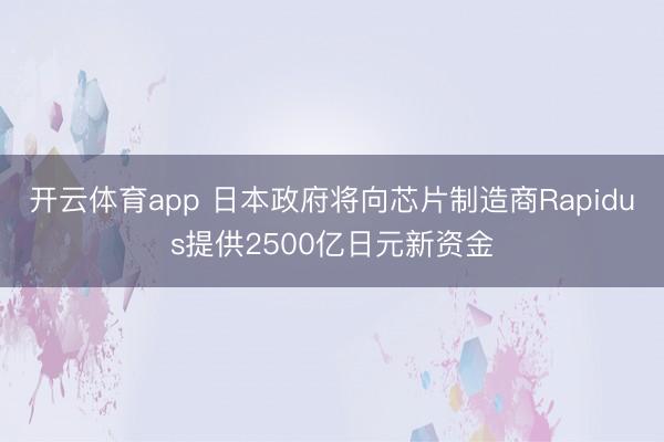 开云体育app 日本政府将向芯片制造商Rapidus提供2500亿日元新资金