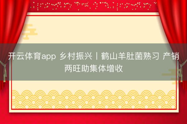 开云体育app 乡村振兴丨鹤山羊肚菌熟习 产销两旺助集体增收