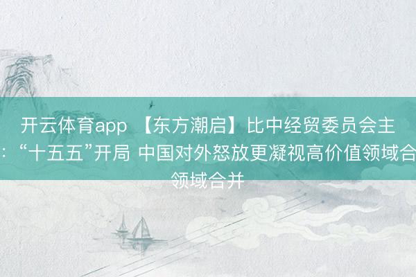 开云体育app 【东方潮启】比中经贸委员会主席:“十五五”开局 中国对外怒放更凝视高价值领域合并