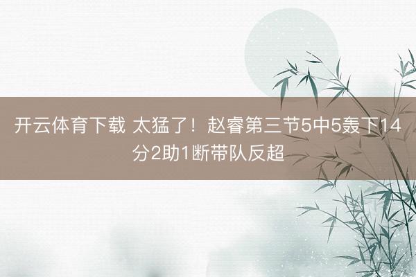 开云体育下载 太猛了！赵睿第三节5中5轰下14分2助1断带队反超