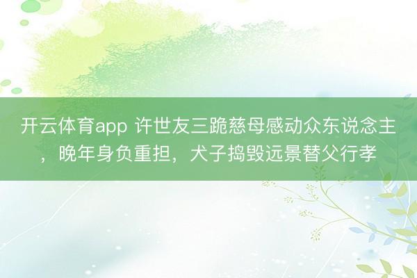 开云体育app 许世友三跪慈母感动众东说念主，晚年身负重担，犬子捣毁远景替父行孝