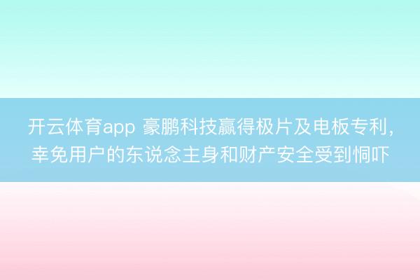开云体育app 豪鹏科技赢得极片及电板专利，幸免用户的东说念主身和财产安全受到恫吓
