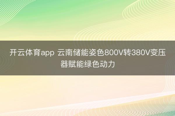 开云体育app 云南储能姿色800V转380V变压器赋能绿色动力