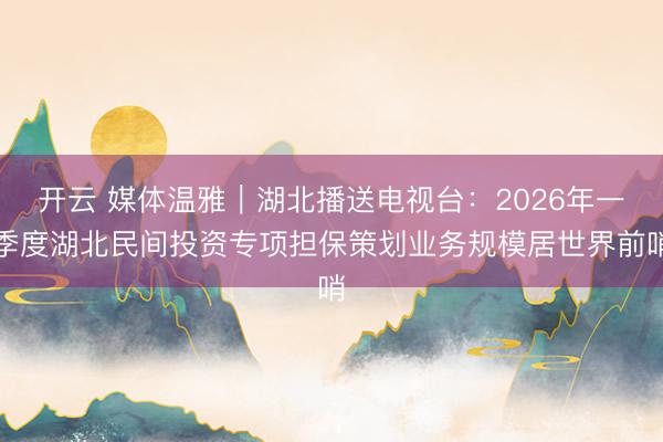开云 媒体温雅|湖北播送电视台:2026年一季度湖北民间投资专项担保策划业务规模居世界前哨